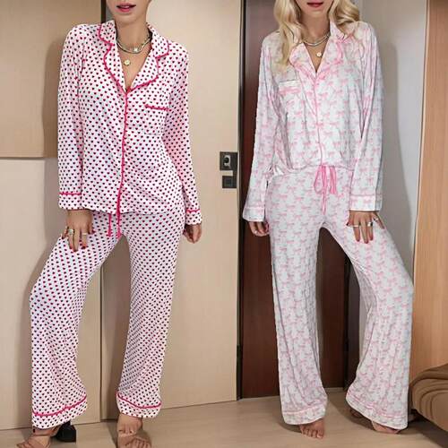 Printed casual home clothes pajamas set long pants