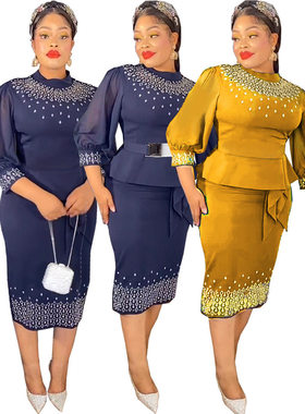 假两件 African Women Wedding Party Plus Size Evening Dresses