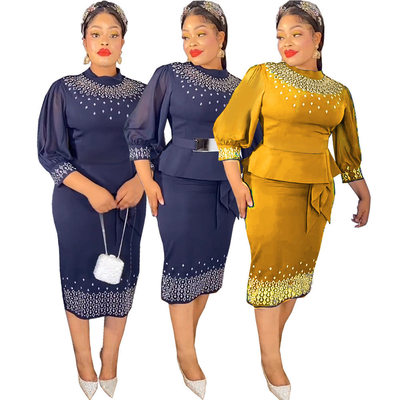 假两件 African Women Wedding Party Plus Size Evening Dresses