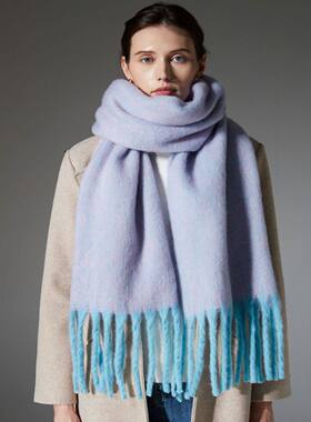 2024 Women Fashion Casual Loop Yarn Thick Tassel Scarf Shawl