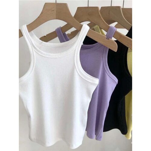 Slim fit elastic crop top with exposed navel修身弹力露脐背心