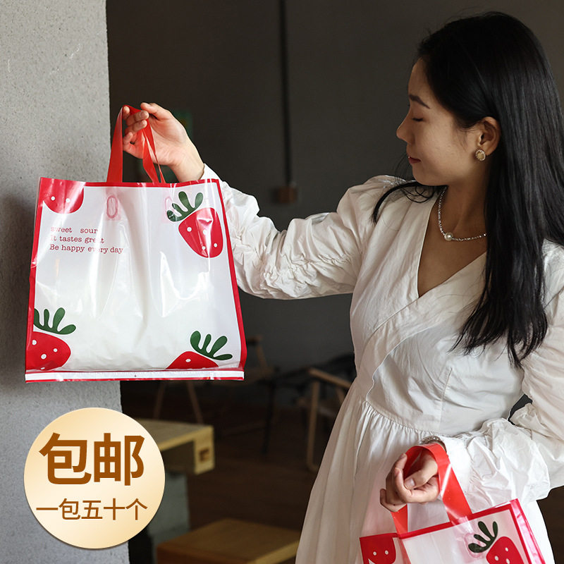 服装店袋子卡通印花手提袋子购物礼品袋衣物塑料手提袋定制