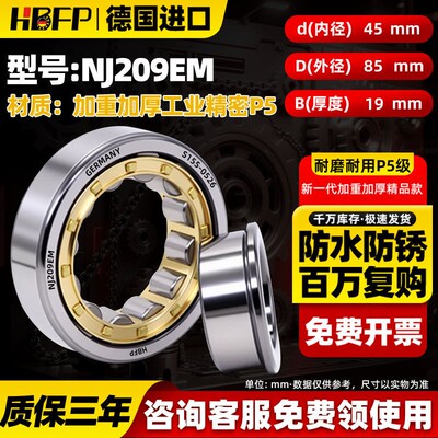 德国进口HBFP圆柱滚子轴承NJ202 203 204 205 206 207 208 209 EM