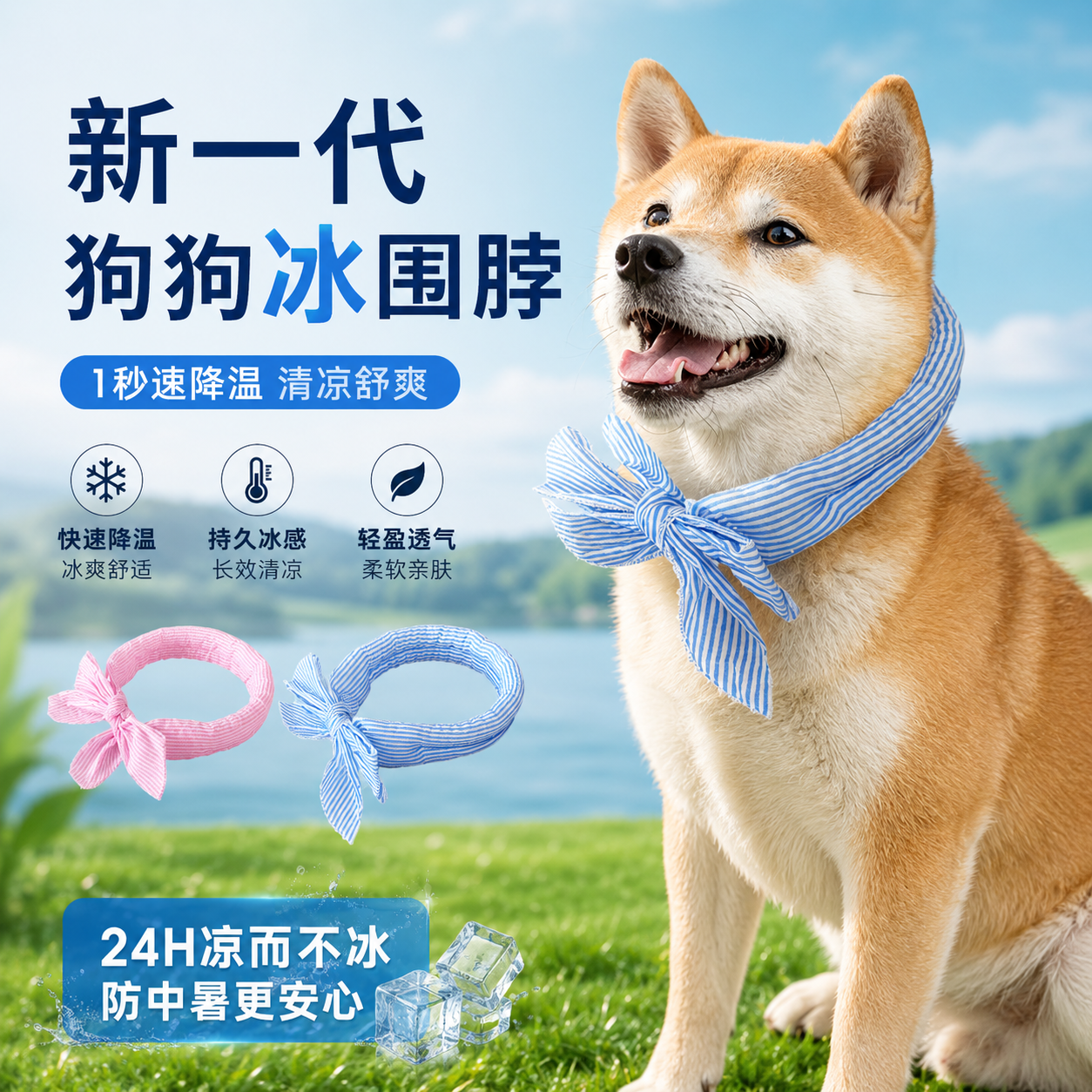 狗狗冰围脖宠物猫咪降温围巾夏季凉爽防中暑冰带领巾领结冰巾用品