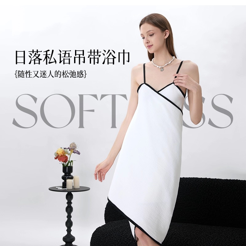 2025可穿全身浴巾女士吊带纱布裹