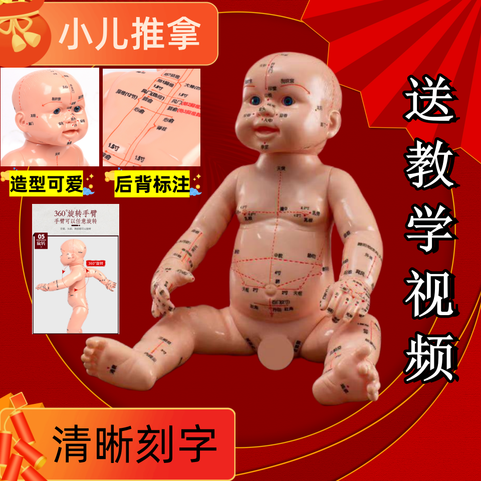 小儿推拿模型儿童穴位图宝宝按摩练习模型中医小儿推拿娃娃模型人
