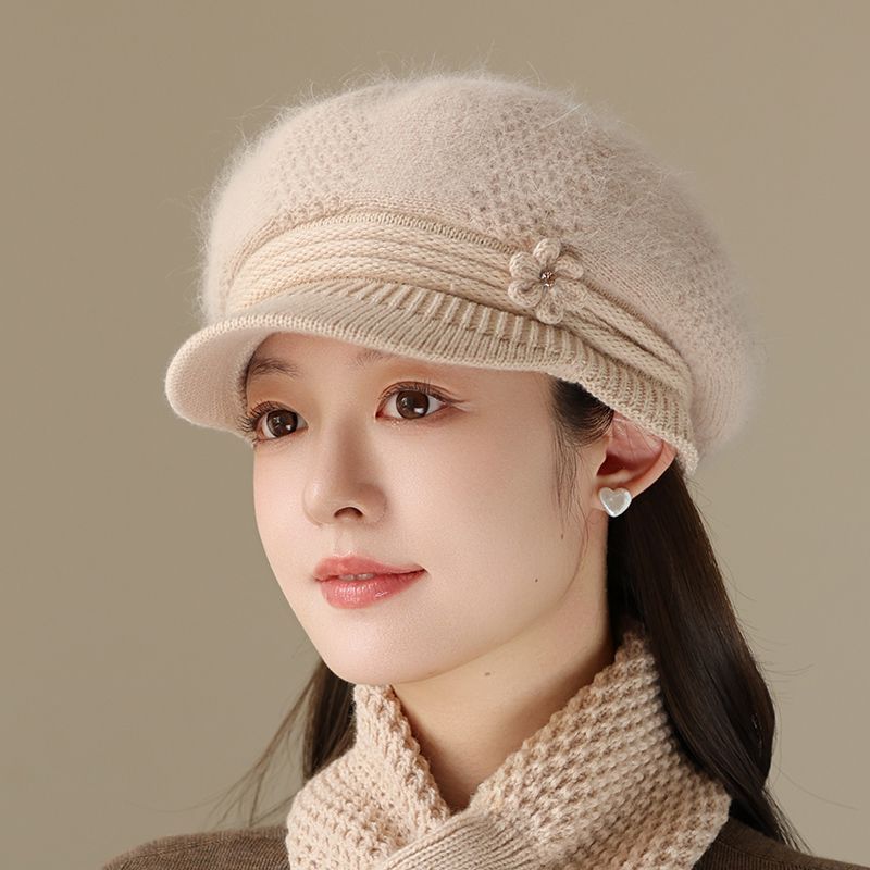 冬天帽子女士针织帽中老年人奶奶妈妈加绒毛线帽中老年保暖冬帽女