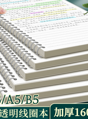 SENMU b5笔记本本子a5线圈本加厚大学生考研本子横线本网格本a6记事本随身小号便携口袋本小本子空白本笔记本