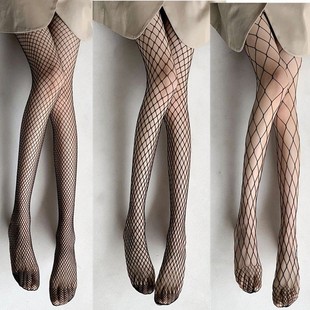 高弹渔超薄网袜黑丝欧美性感连裤 蕾丝中大网网格打底丝袜女 网裤