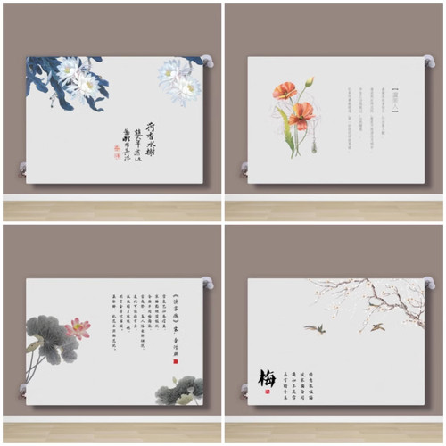 定制新款暖气片防尘罩套铸铁花卉美化防熏罩套老式美化全包罩布艺