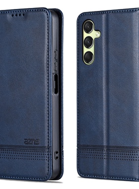 适用三星SM一A166E手机壳Galaxy A16磁吸皮套SM-A166E左右侧翻盖全包防摔SamsungA16软皮夹带插卡包商务男女