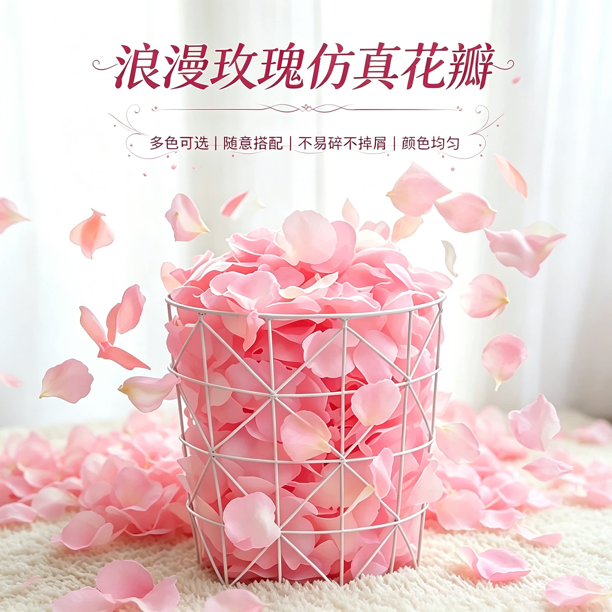 粉色玫瑰假花瓣仿真道具生日求婚浪漫场景氛围布置婚礼手撒花装饰