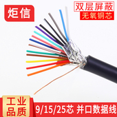 纯铜9芯15芯25芯屏蔽线DB9串口线多芯连接线双屏蔽PLC控制线26AWG
