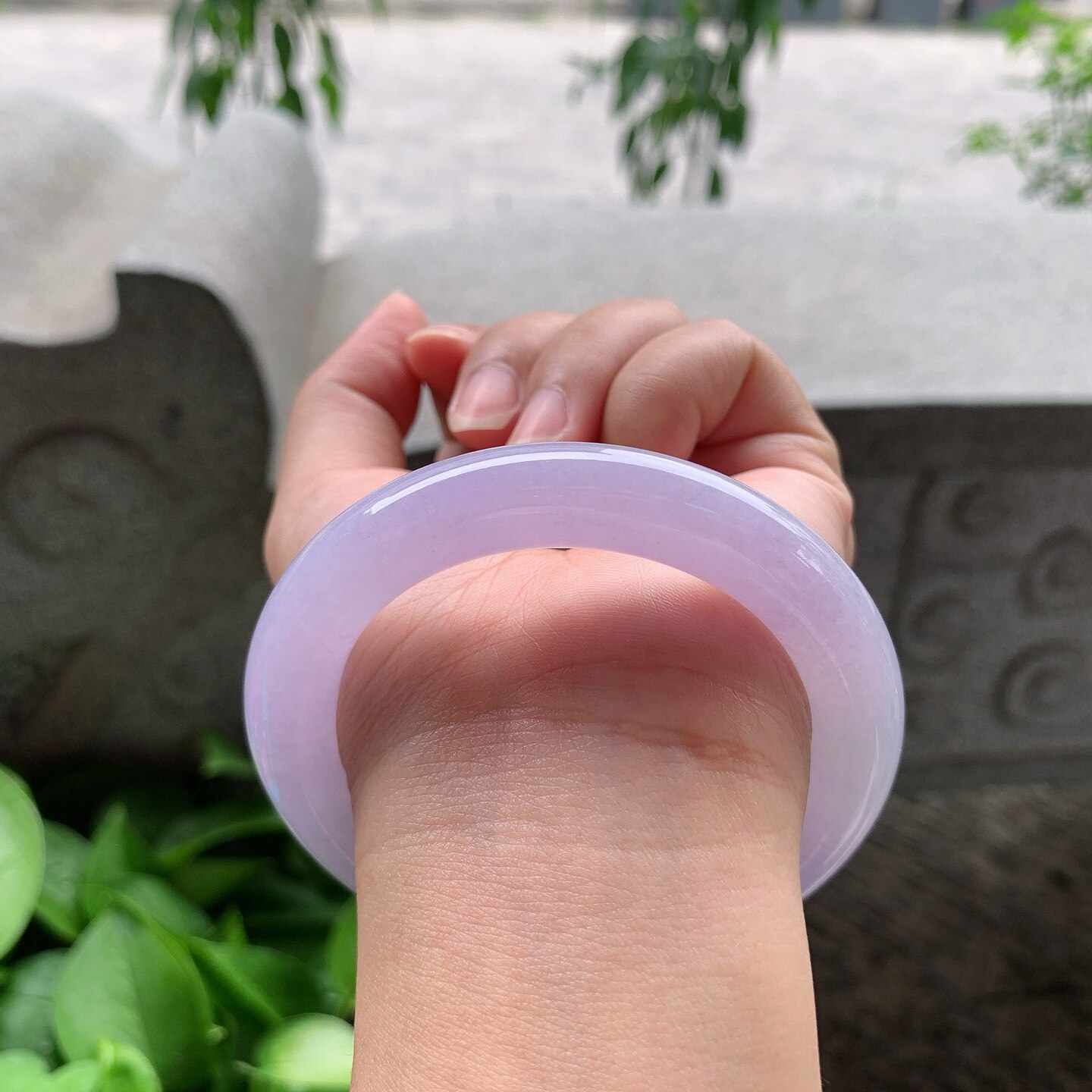 圈口55.4缅甸天然A货冰紫圆条翡翠手镯正品紫罗兰女士超高性价比