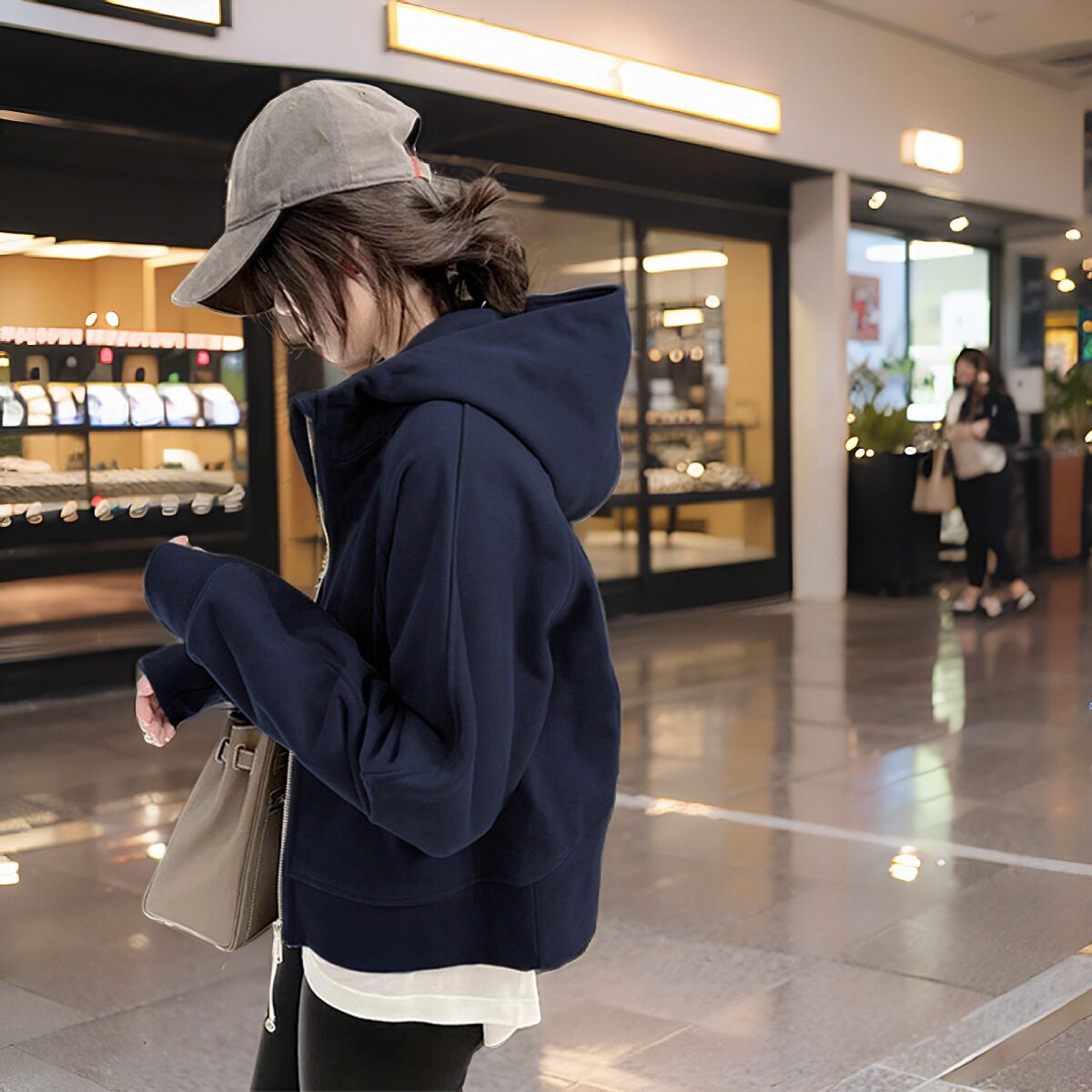 修身卫衣加绒薄外套女2025新款爆款春秋季短款连帽拉链小个子开衫