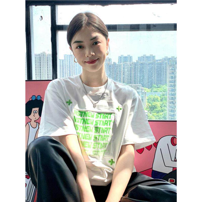 小个子白色短袖T恤女2026新款夏季宽松大版欧货网红爆款显瘦上衣