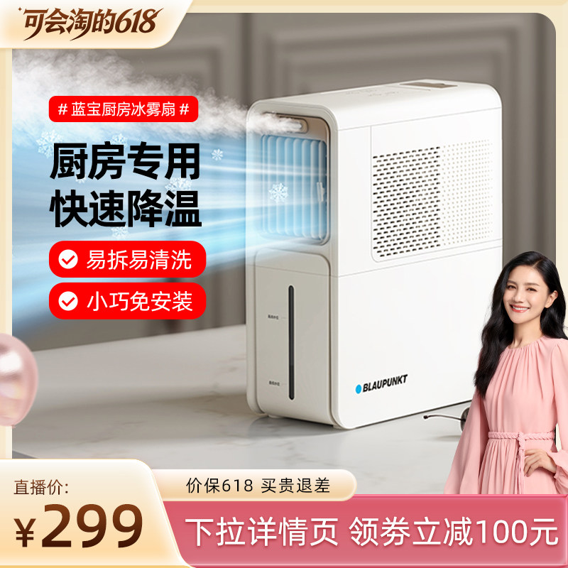 蓝宝厨房冰雾扇专用电风扇小空调冷风机家用防油烟制冷非壁挂水冷