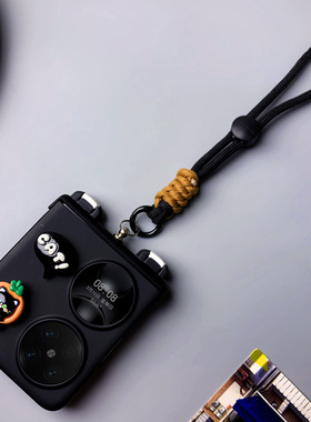 适用华为pocket2手机壳新款超薄华为折叠pocket s保护壳p50pocket简约全包高级感女士外壳手提链黑色卡通全包