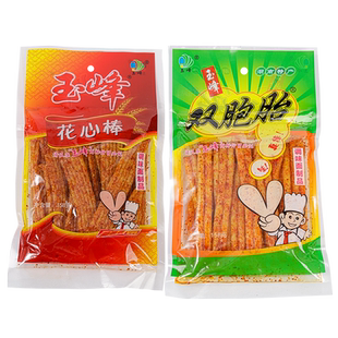 玉峰双胞胎花心棒辣条休闲零食儿时怀旧校园夜宵小食品老式手撕棒