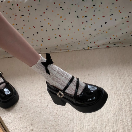 黑色厚底粗跟小皮鞋女2025新款夏季日系jk配裙子复古玛丽珍单鞋子