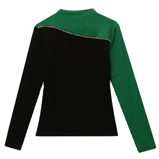 加厚磨毛T恤女长袖欧货时尚钉珠上衣洋气半高领内搭打底衫女秋冬