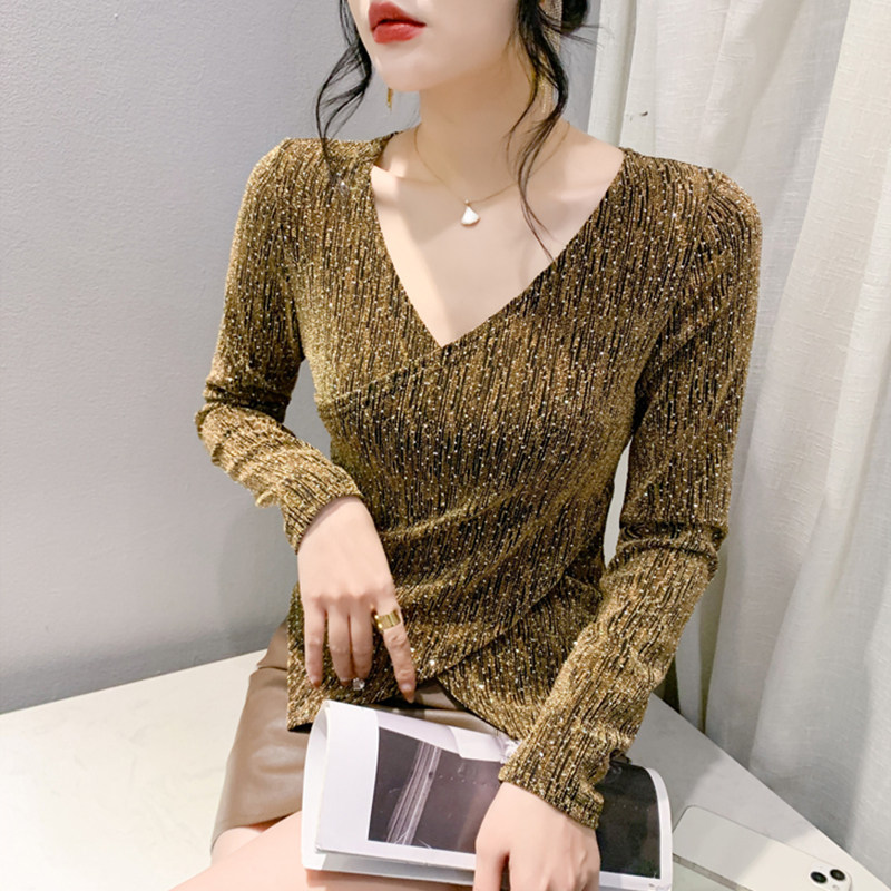 性感交叉V领T恤女长袖秋冬欧货时尚不规则上衣洋气修身显瘦打底衫,女装/女士精品,T恤,淘宝优惠券,粉丝福利购,淘宝优惠卷