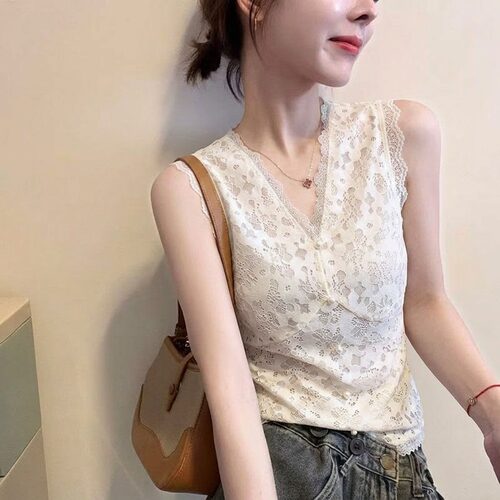 蕾丝背心设计感外穿内搭打底小衫