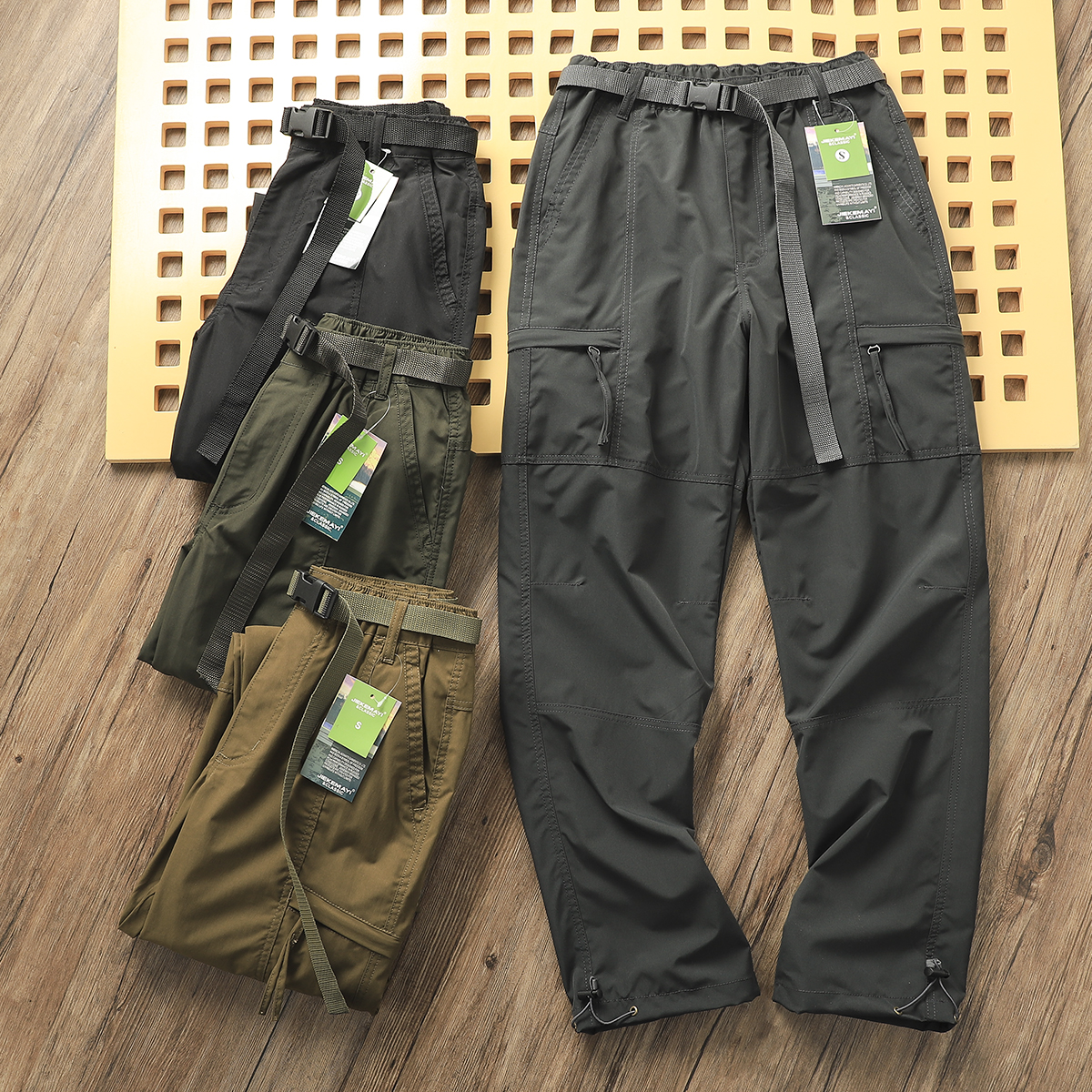 走德国单~春季男士防风防水户外登山运动直筒软壳冲锋休闲工装裤