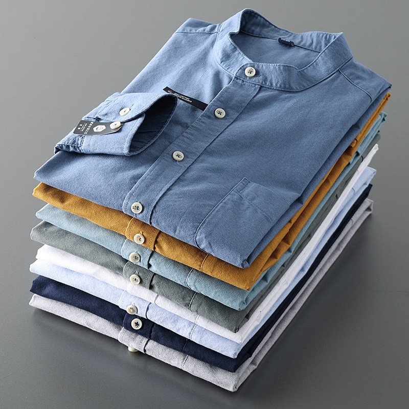 线下200+ 百搭小立领！秋季男士商务休闲全棉牛津纺修身长袖衬衫