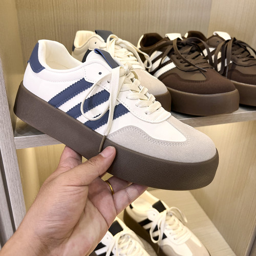 时尚经典复古~秋季新款男女情侣百搭厚底防滑耐磨休闲鞋德训鞋