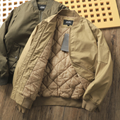 美式 纯色百搭夹棉加厚保暖棒球领棉衣 时尚 机车复古风 秋冬男士