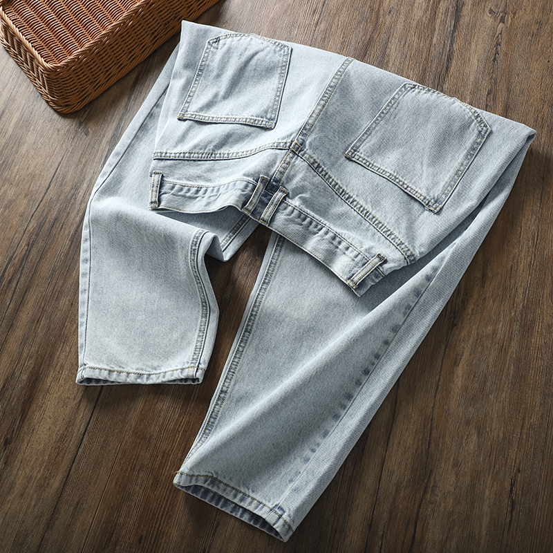 雅痞牛王！夏季男士薄款日系潮流宽松小直筒休闲九分牛仔裤哈伦裤