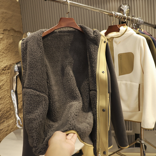 加厚羊羔毛内里~秋冬男女加绒保暖户外防风连帽羊羔绒摇粒绒外套