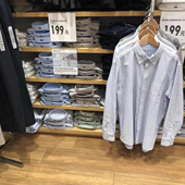 男士 春季 纯棉时尚 翻领条纹长袖 衬衣 日系文艺复古 衬衫 东吉U家