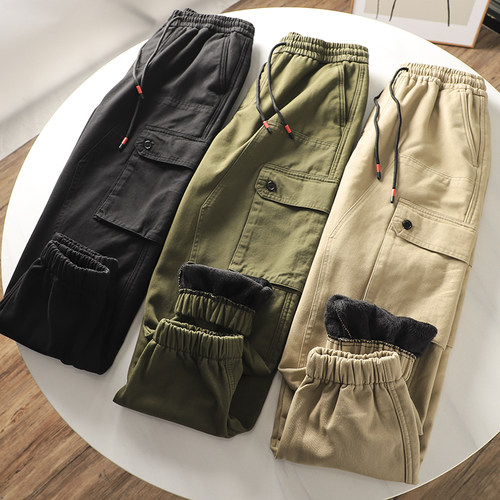 长裤宽松潮加绒加厚工装裤