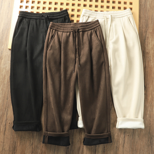 加绒加厚保暖直筒锥形休闲裤 冬男士 细腻加厚麂皮绒 西班牙订单