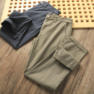 神裤！砂洗全棉纱卡布~春夏男士百搭简约弹力直筒休闲裤长裤