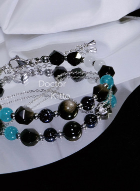 明日方舟钛钢同人自制手链黑曜石