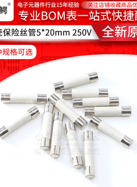 陶瓷保险丝管5*20mm 250V熔断器6*30 1A/3/5/6.3A/8/10/15A 100只
