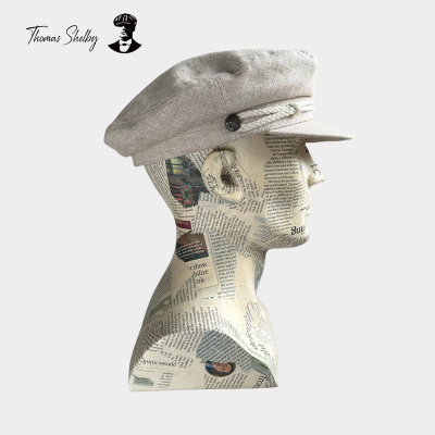 正品授权亚麻男女米色英伦海军帽