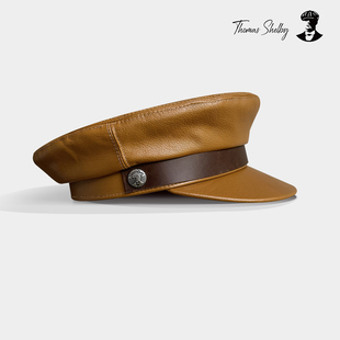 正品授权thomas shelby汤米谢尔比船长帽真皮牛皮平顶男女海军帽
