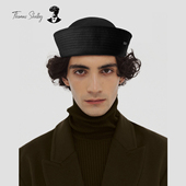 thomas 正品 授权 shelby「航海系列」无檐翻帽檐贝雷美军水手帽黑