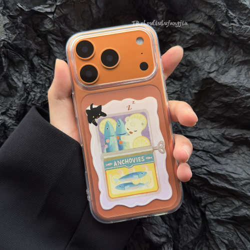 可爱卡通沙丁鱼罐头苹果iPhone17pro手机壳TPU防摔保护套ins风适用于iPhone16pro趣味安卓可定制