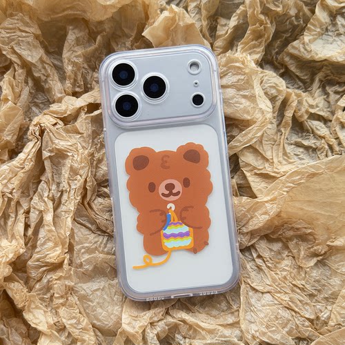 可爱卡通小熊iPhone手机壳适用于苹果17pro透明TPU软壳防摔保护套安卓可定制