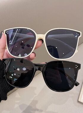 网红款墨镜女圆脸超大框方形防紫