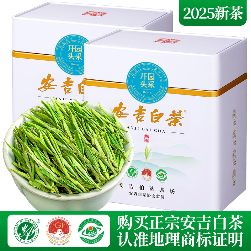 安吉白茶2025新茶特级明前茶开园头采绿茶珍稀白茶茶叶礼盒装250g