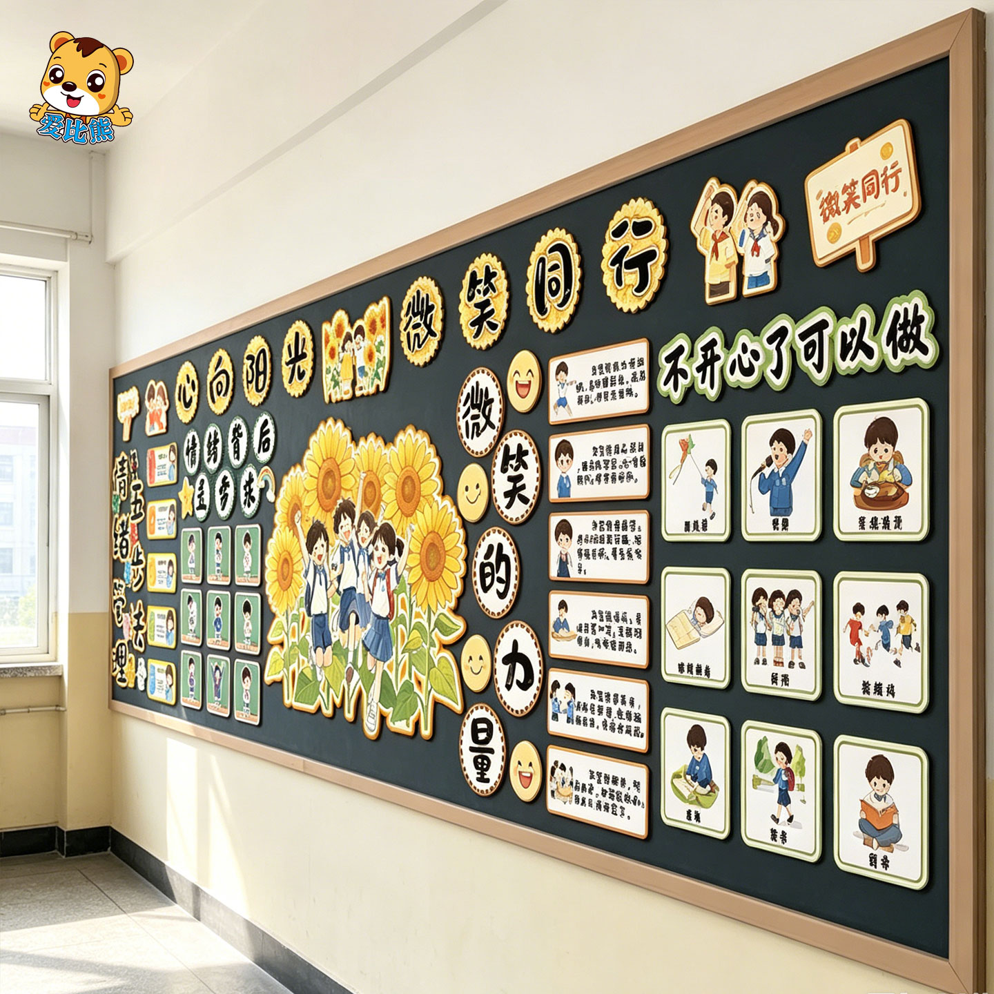 中小学生心理健康主题黑板报墙贴情绪五步管理法班级文化墙装饰KT图片