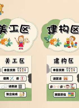幼儿园小清新莫兰迪色系区域角进区规则牌来离园流程图今天我值日