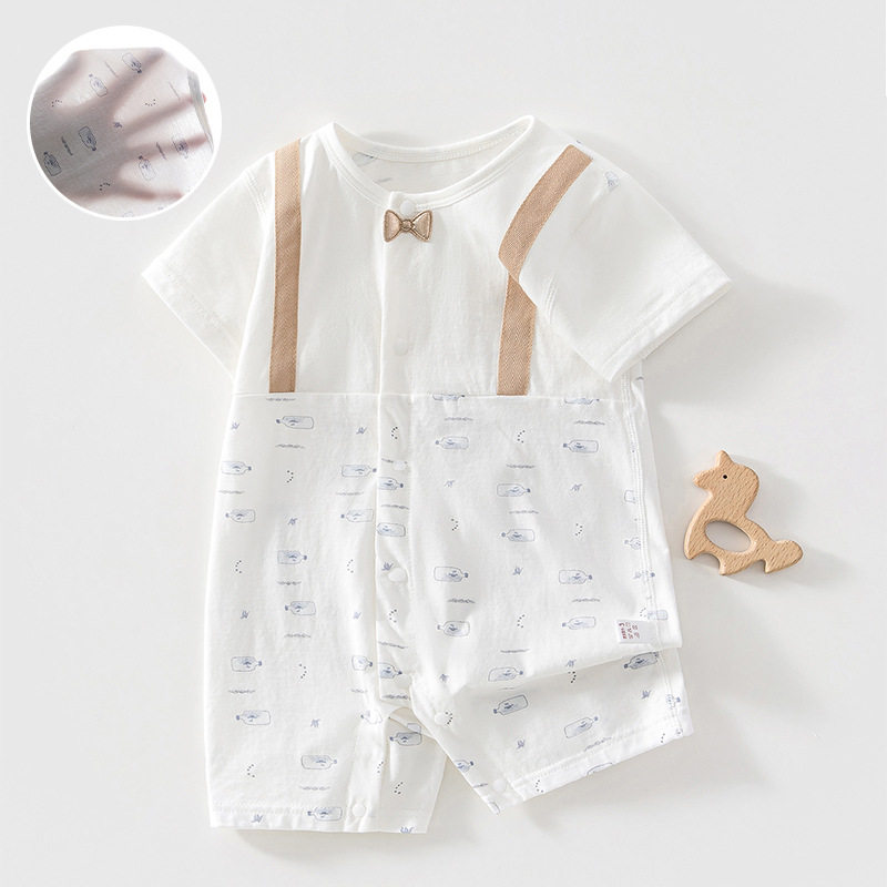 婴儿衣服夏季薄款棉连体衣宝宝爬服新生儿哈衣无骨短袖可爱婴儿