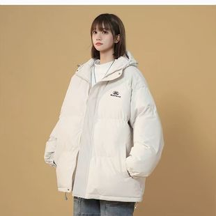 2025新款白鸭绒羽绒服小个子女短款冬天加厚情侣休闲连帽学生外套